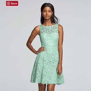 Short sleeveless lace bridesmaid dress mint green